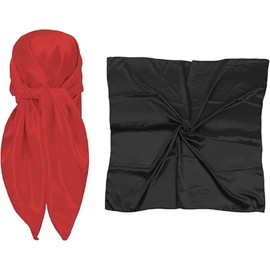 2 Pcs Silk Scarf, Square Satin Head Scarf Silk Hair Wrap for Sleeping Silk Scarf for Women Girls (Black Red, One size)