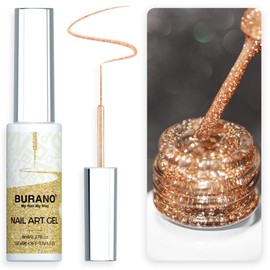 BURANO Holographic Gel Nail Polish Liner Nail Art Polish, Reflective Glitter Painted Gel Nail Design Polish 1 Bottle, Build in Thin Nail Brush Chrome Gel Curing Required 8ml (LX21)