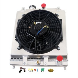 Tepilauda Aluminum Radiator for 1992-2000 1998 Honda Civic del Sol Acura Integra GS LS HX D15 D16 EK EG 93 94 95 96 97 98 99 2 Row Radiators Shroud Fan Thermostat Relay Kit