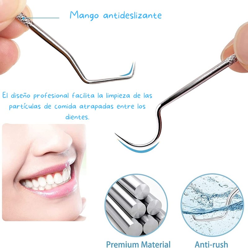Set 8 Herramientas Para Cuidado Dental Limpieza Estuche Mondadientes de