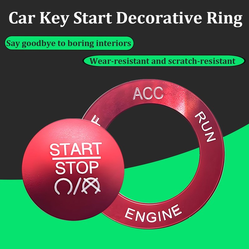 FALVFUN Car Push Start Button Cover, Aluminum Ignition Button Trim