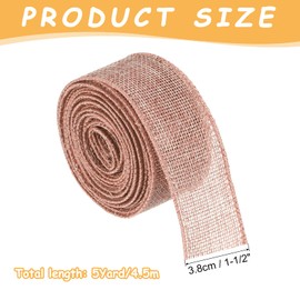 MECCANIXITY Burlap Ribbon Fabric Wired Edge Ribbons Khaki 1-1/2 Inch x 5 Yard Wired Ribbon for Gift Wrapping, Bow, Wreath, Christmas Tree, Flower Bouquet