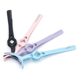 WOONEKY Eyelash Clamp Tweezers Comb 4pcs Eyelash Tweezers Set for Home Use