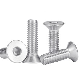 M6x18mm Flat Head Screws, 40pcs M6-1.0x18mm Flat Head Socket Cap Screw Bolts,304 Stainless Steel Machine Blot,Allen Socket Drive,Full Thread,Bright Finish,Quantity 40