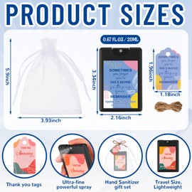 Frienda 24 Set Hand Sanitizer Spray Bulk Thank You Hand Sanitizer Travel Size with Appreciation Cards Gift Bags Pocket Spray Gifts for Women Teacher Employees Summer Holiday Back to School(Black)