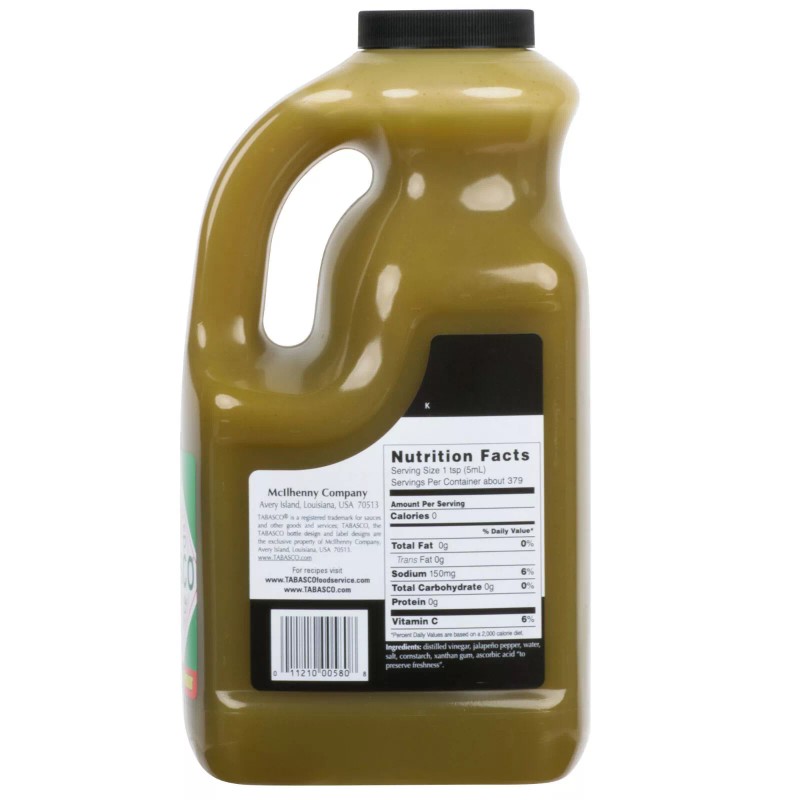 TABASCO 64 oz Green Pepper Hot Sauce 1/2 Gallon -