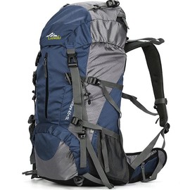 Loowoko 50L Hiking Backpack with Rain Cover - Lightweight & Waterproof Camping Essentials Bag for All - Color: Navy Blue