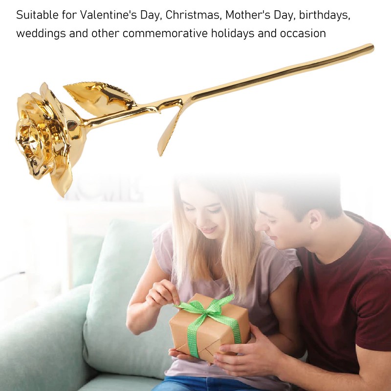 24K Gold Plated Rose Clear Texture Romantic Exquisite Long Lasting