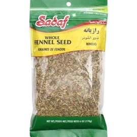 Sadaf Fennel Seeds - Whole Fennel Seeds for Cooking - Semillas de Hinojo - Kosher & Halal - 6 Oz Resealable Bag
