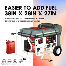 Generator Covers While Running, 38 "Lx28" Wx27 "H, Top Can Be Opened To Add Fuel,900D+210D Heavy Duty Waterproof, Suitable For Most 10000+ Watt Frame Generators（Gray）