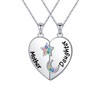 DAOCHONG S925 Sterling Silver Daughter Mother Heart Pendant Necklace Jewelry