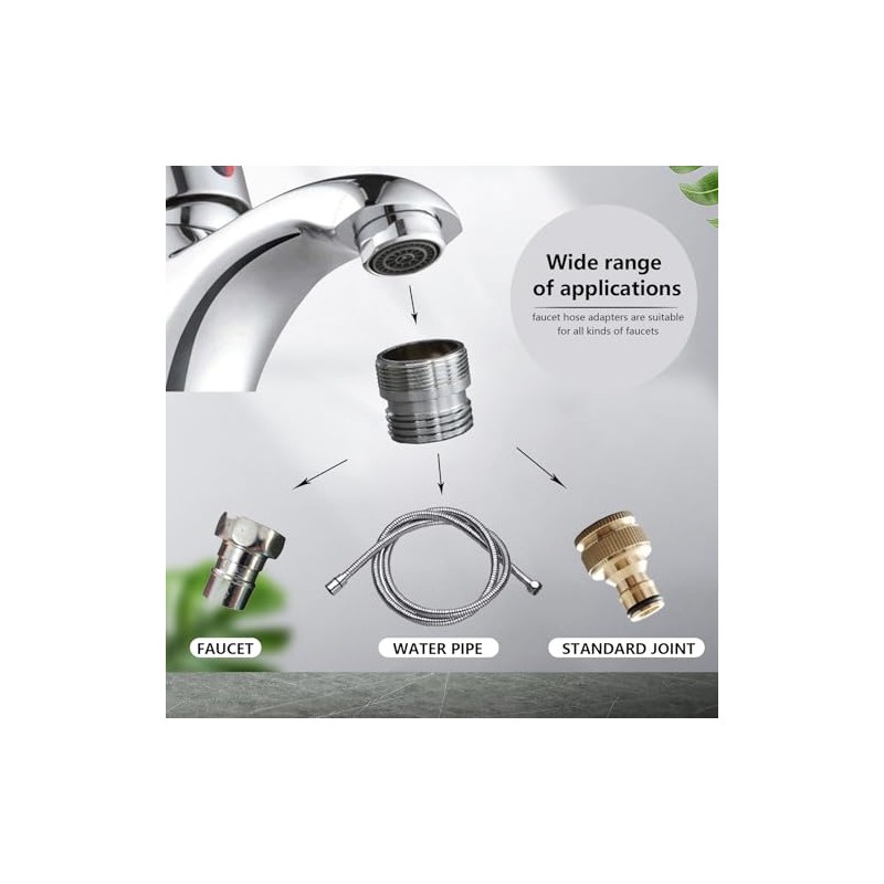 7 Piece Faucet Adapter Kits, Kitchen Brass Male & Female