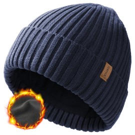 FURTALK Unisex Winter Beanie Chunky Knit Hat with Soft Fleece Lining Warm Winter Hat for Men and Women, navy