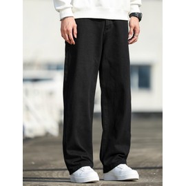 DFGIGT Mens Vintage Baggy Jeans Wide Leg Loose Fit Pants Y2k Hip Hop Trousers Summer Regular Fit Denim Carpenter Streetwear Jinco 2000s Extreme Motion Relaxed Skater Skateboard,E10 Black,X-Large