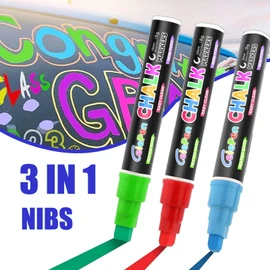 Window Chalk Markers for Cars Glass Washable, 16 Colors Jumbo Liquid Chalk Marker Pens with 10mm 3 in 1 Nib Wide Tips, Big Chalkboard Markers Car Window Paint Pens for Auto, Bistro, Mirror, Poster