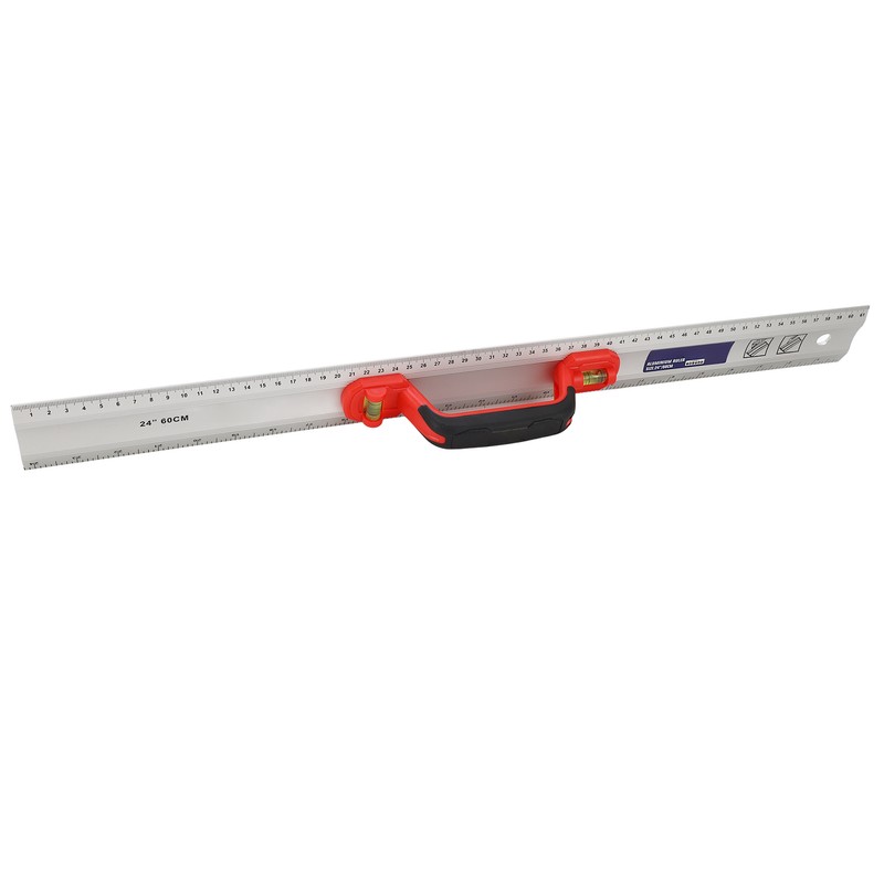 Aluminum Straight Edge Ruler with Handle Bubble Metal Centimeter Inch
