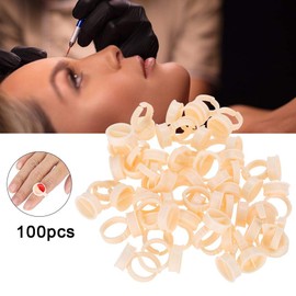 Semme Taza del Anillo del Tatuaje, Taza de la Tinta del Pigmento del Anillo 100Pcs Taza del Anillo del Tatuaje de la ceja Microblading Pigment Holder Glue(L)