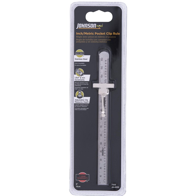 Johnson Level & Tool 7203 Stainless Steel Metric Pocket Clip