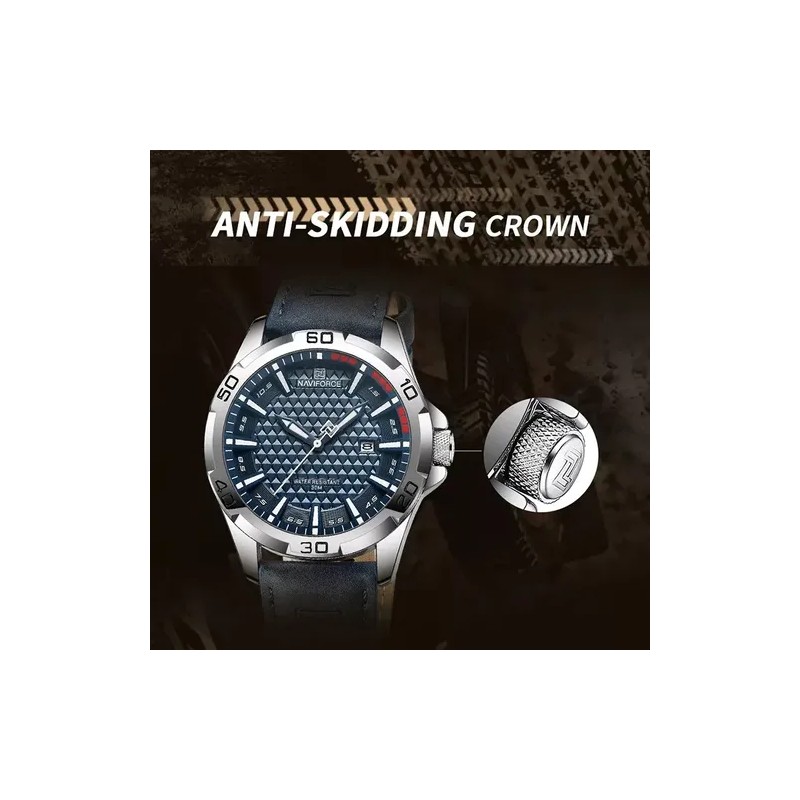 Naviforce Reloj Deportivo Impermeable Quartz Sport Watch, Blue Dial, Silver