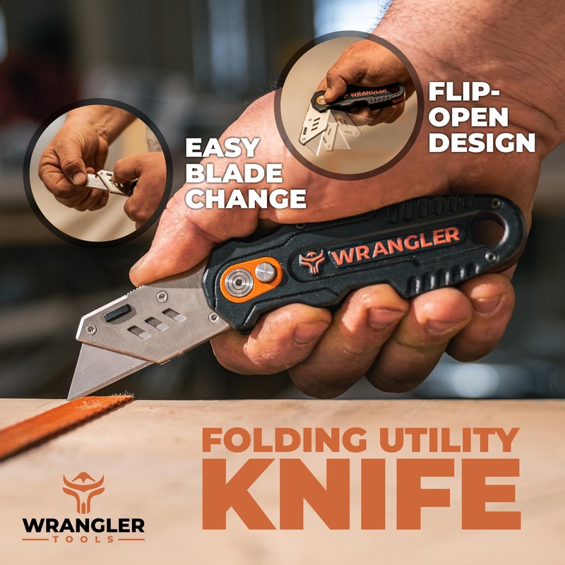 Wrangler Tools Folding Utility Knife - Quick Change Box Cutter