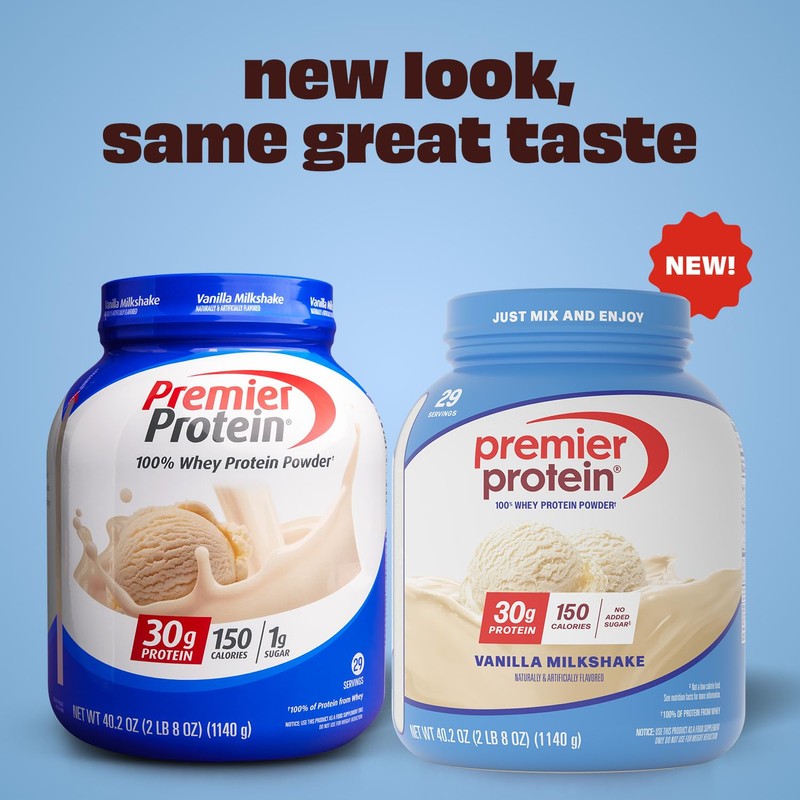 Premier Protein Powder, Vanilla Milkshake, 30g Protein, 1g Sugar, Gluten