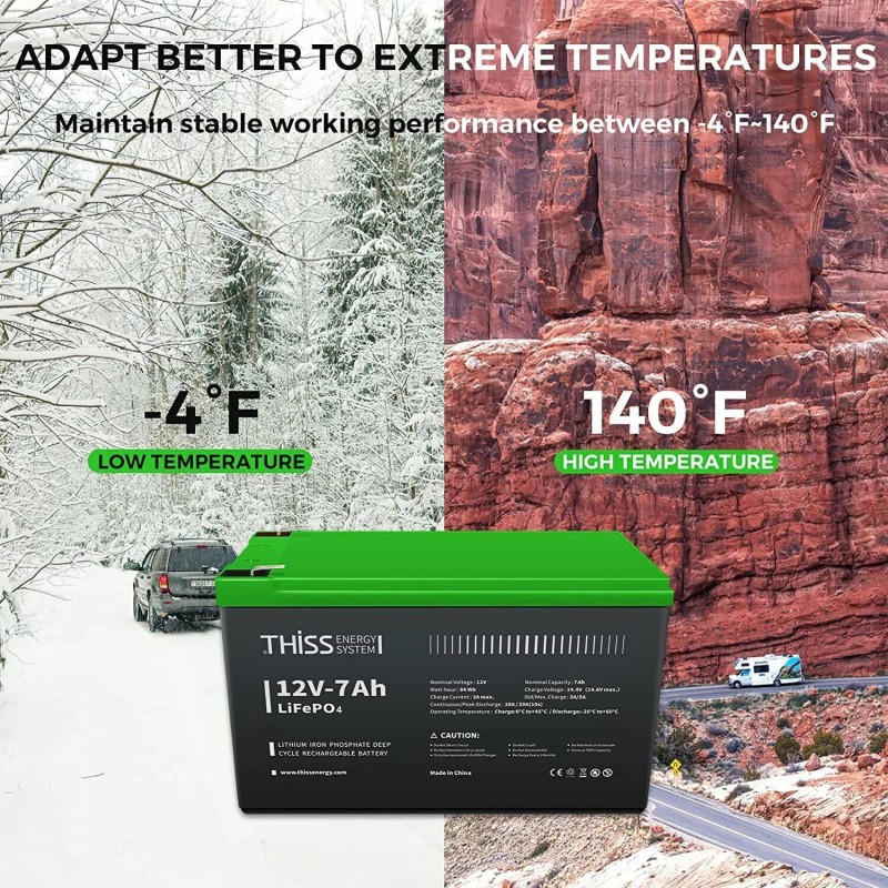 THISS LiFePO4 Lithium Battery 12V 7.0Ah for RV Off-grid Trolling