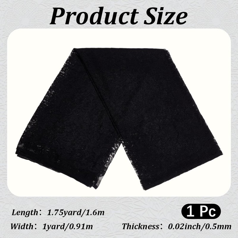 CABODYALS 160CM Black Stretch Lace Vintage Floral Fabric for Sewing