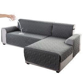 Genina Sectional Couch Covers for Dogs L Shaped Sofa Covers Chaise Lounge Cover Reversible Couch Covers for Sectional Sofa L Shape Furniture Protectors Cover for Pets, Kids (Dark Gray, Small)