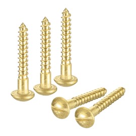 sourcing map Wood Screws M2.5 x 16mm Slotted Round Head Brass Self-Tapping Screw WoodWorking Screw 40 Pcs