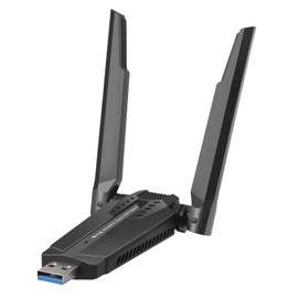 AXE5400 WiFi 6E USB Adapter for PC - Tri-Band 6GHz/5GHz/2.4GHz (5400Mbps) | Windows 11/10 Plug & Play | Ultra-Low Latency Gaming | Long Range with External Antennas | Black