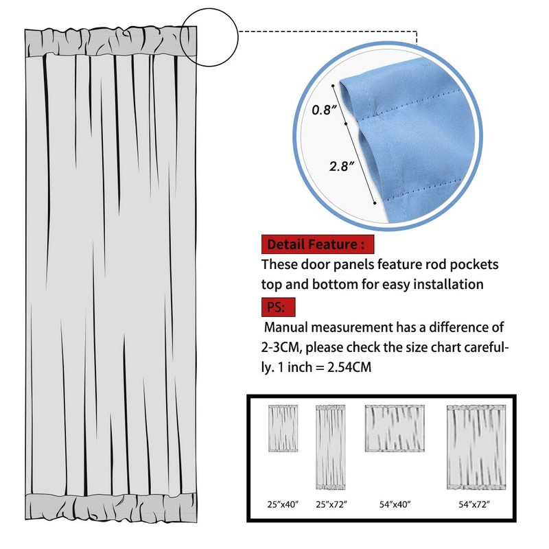 PiccoCasa Blackout French Door Curtain Panel - Blackout Door Curtain