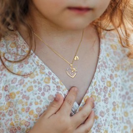 Ever Faith Unicorn Gifts for Girls 14K Gold Plated CZ Initial S Unicorn Necklace Rainbow Unicorn Heart Pendant Necklaces Birthday Gifts for Daughter