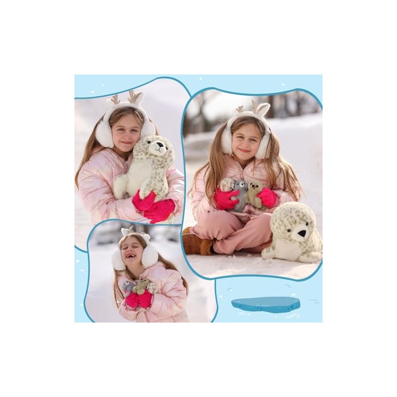 4 Pcs Seal Stuffed Animal Set, 20" Mother Plush Toy