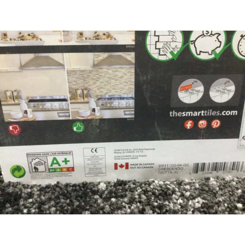 Smart Tiles Crescendo Ciotta 9.73"X 9.36" 4 Pack Vinyl Peel