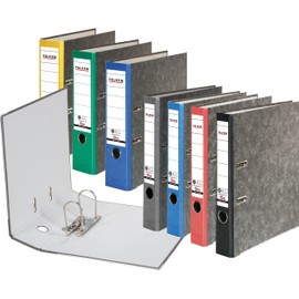 FALKEN Original Falken Recycling-Ordner Wolkenmarmor. Made in Germany. 5 cm schmal DIN A4 roter Rücken Ringordner Aktenordner Briefordner Büroordner Pappordner CO2-Neutral Blauer Engel