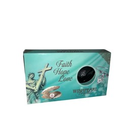 WishPearl Bracelet Gift Set - Cultured Freshwater Pearl in Oyster with Silver Pendant and Chain - Unique Jewelry Kit for Women - Perfect for Birthdays, Anniversaries, and Special Occasions "Faith Hope Love"