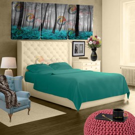 Thermal Flannelette Flat Sheets, 100% Brushed Cotton Flat Sheets Luxury Plain Dyed Soft Sheets Teal Double 224cm x 245cm Approximate
