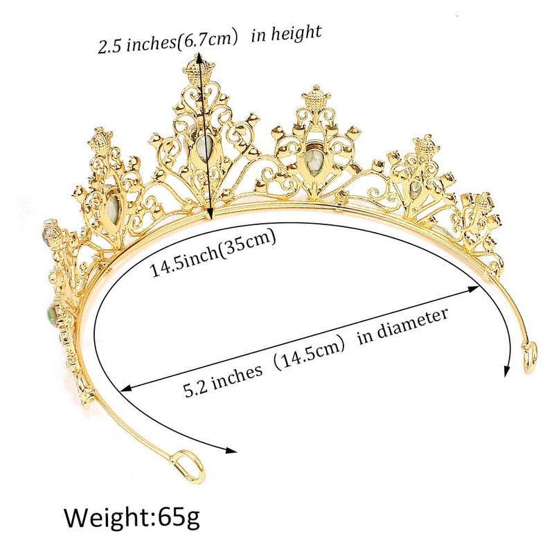 AHONEY Gold Crown Tiara for Women - Yellow Crystal Rhinestone