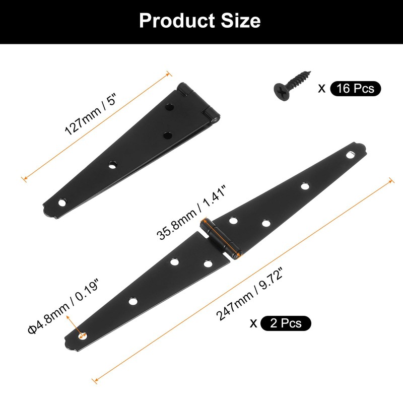 sourcing map 2Pcs Strap Hinges, 5 Inch Shed Door Hinges