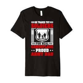Proud Military Dad American USA Flag Soldier Veteran - Son Premium T-Shirt