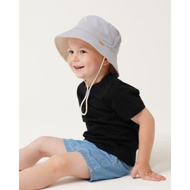 Creekstone Baby Sun Hat Boy Girl Toddler Bucket Hat for Kids UPF 50+ Sun Protection Child Summer Beach Hats 0-5 Years (US, Age, 6 Months, 24 Months, Light Grey)