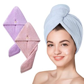 Yellow Weaves Microfiber Hair Towel Wrap, Super Absorbent Quick Drying Microfiber Towel for Hair, Head Towel Wrap for Women, Hair Turban for Ladies, Salon Quality Hair Dry Cap (Multicolor, Pck of 1)