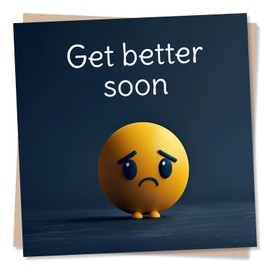 Get Well Soon Card For A Friend or Loved One - Yellow Character Feeling Under The Weather - Get Better Soon