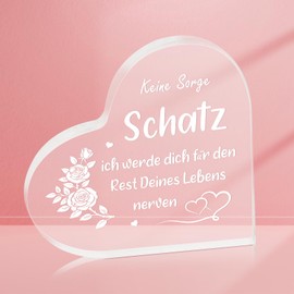 Lemicin Special Valentine's Day Gifts, Anniversary Gift for Her, Birthday Gift for Girlfriend, I Love You Gifts for Women, Heart Shaped Paperweight Acrylic Plaque