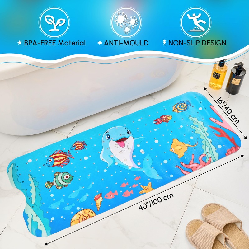 Vannokor Baby Bath Mat for Tub Non Slip Kids, 40