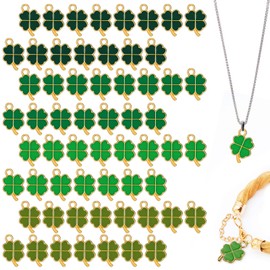 Zocipro Pack of 60 Clover Leaf Pendants, Metal, Happy Four-Leaf Clover Pendants, Charms, Necklaces, Accessories, DIY Crafts, Jewellery Ornaments, Non-precious metal