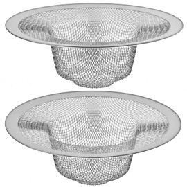 2 Pack - 4.5" Top / 3" Mesh Basket - Kitchen Sink Drain Strainer Stainless Steel Large Food Catcher. Fast Flow and Effective Full Mesh Basket