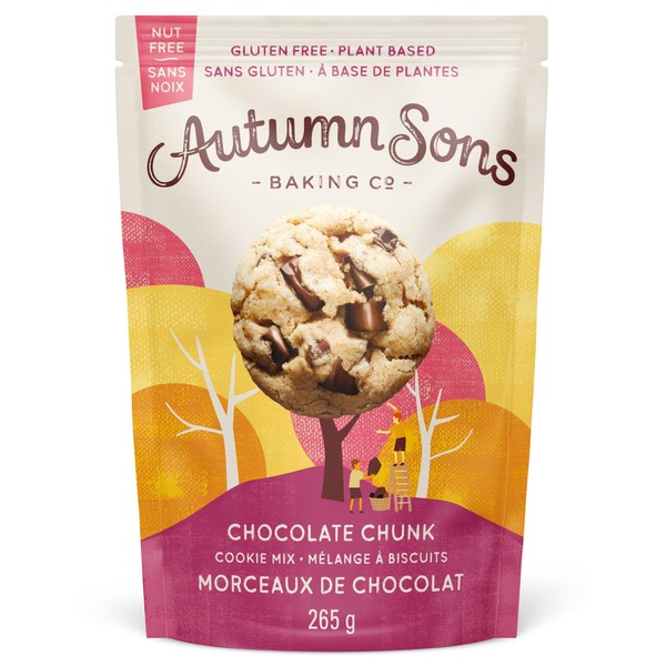 Autumn Sons Baking Co. Gluten Free Chocolate Chunk Cookie Mix.Vegan Plant Based Baking Mix. Free From 11 Common Allergens. Dairy Free, Nut Free, Soy Free, Non GMO 265g (Pack of 1)