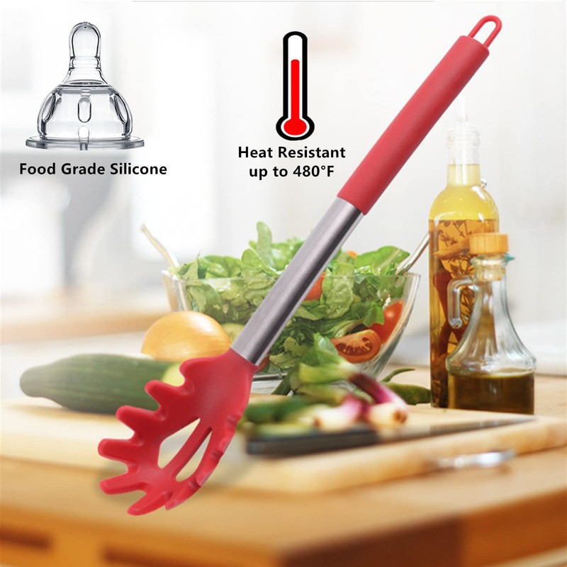 JXJYZLN Silicone Pasta Fork,Spaghetti Spoon Kitchen High Heat Resistant Noodle