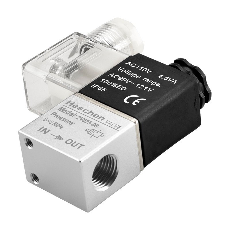 Heschen Electrical Pneumatic Solenoid Valve 2V025-08 110VAC, PT1/4 2 Position